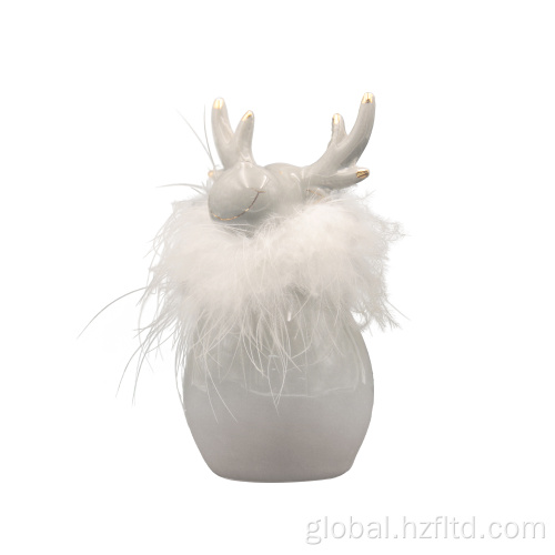 China White Ceramic Deer Decoration for Christmas Manufactory